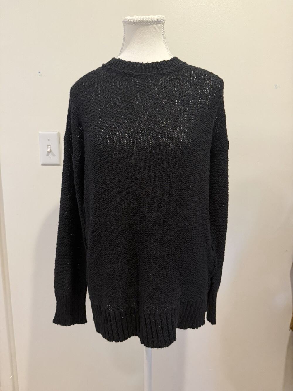 NWT Michael Stars Crewneck Cotton Black Sweater Minimalist Classic Size Small